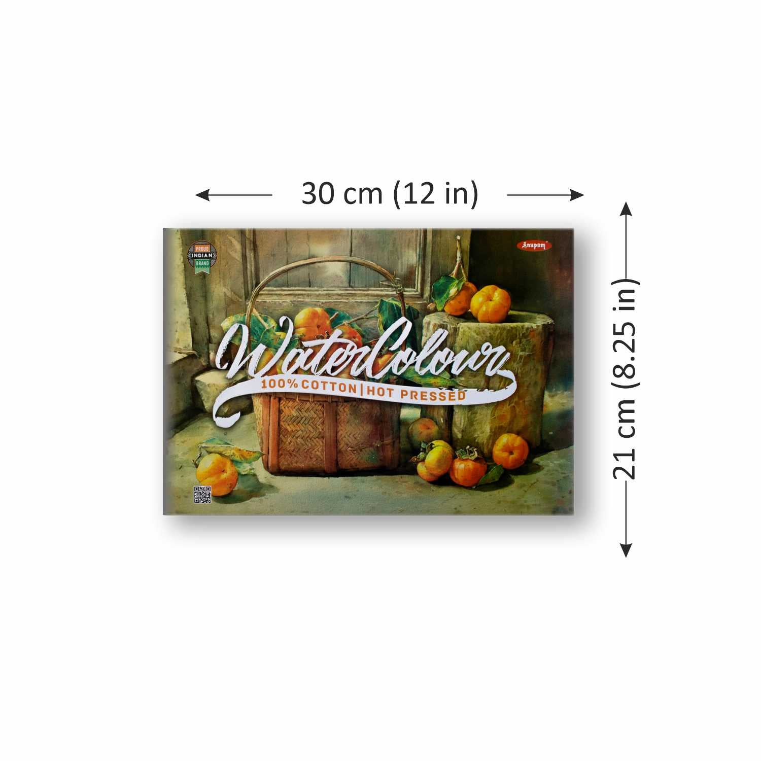 Anupam Water colour Paper Pad 100% Cotton -Acid Free - Hot Pressed - Pad - 15 Sheets - 250 GSM
